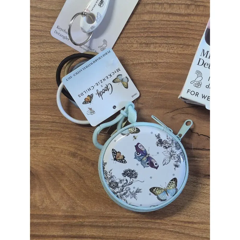Mackenzie Childs Target 3 Piece Butterfly Brush, Purse Charm, Brush Keychain